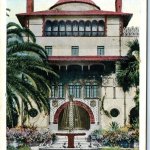 c1920s St. Augustine, Fla. Entrance Ponce De Leon Flagler Hotel Postcard FL A65