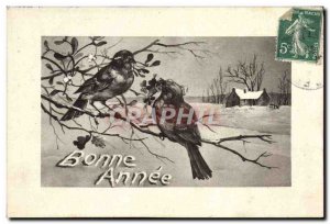 Old Postcard Fancy Birds Happy new year