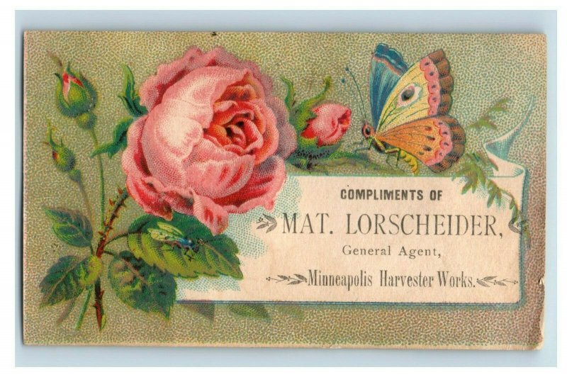 1880's Mat. Lorscheider Agent Minneapolis Harvester Victorian Trade Cards P170