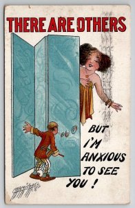 Artist Carmichael Woman Divider There Are Others Anxious Little Man Postcard H27