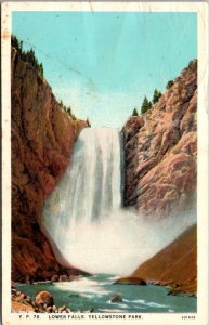 Yellowstone National Park Lower Falls 1928 Curteich