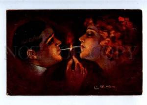 226813 SMOKING Lovers ILLUMINATED Fire by USABAL Vintage PC
