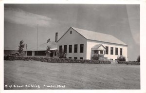 Broadus Montana High School Building Exterior, B/W Photo  Vintage Postcard U3666
