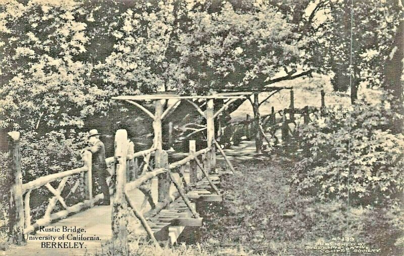 BERKELEY CA~UNIVERSITY RUSTIC BRIDGE-STUDENT CO-OP ALBERTYPE PHOTO POSTCARD