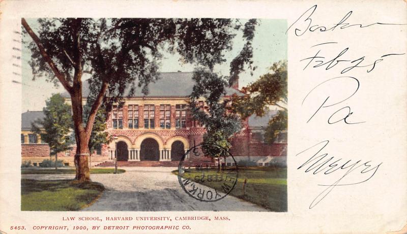 Harvard University, Law School, Cambridge, MA, early postcard, used in 1903