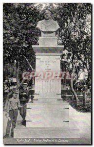 Postcard Old Port Said Egypt Statue Ferdinard De Lesseps