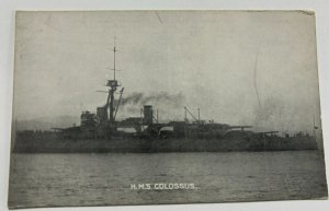 British Royal Navy HMS Colossus Battleship RPPC c.1910s WWI