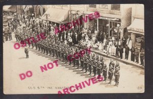 Hartford WISCONSIN RPPC 1918 US ARMY Company D 8th REGIMENT INFANTRY MAIN STREET