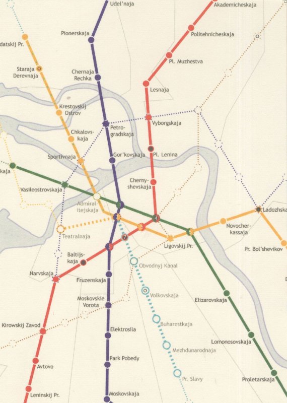 St Petersburg Russia Train Tube Subway Map Underground Postcard