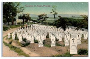 Cemetery at Ancon, Panama, Panama Canal Deaths, American Headstones Postcard