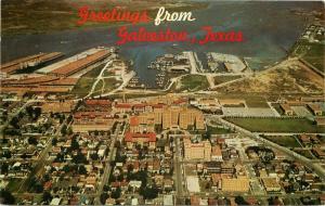 Aerial View 1950s Galveston Texas St Mary's Hospital Sealy Crocker postcard 676