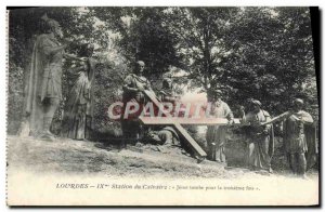 Old Postcard Lourdes 9th Calvary Station Jesus falls the third time