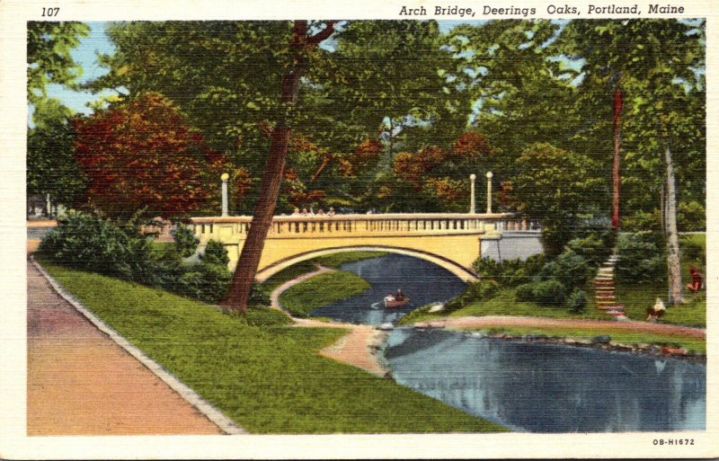 Maine Portland Deering Oaks The Arch Bridge Curteich