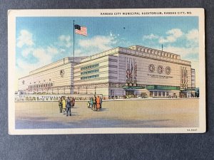 Municipal Auditorium Kansas City MO Linen Postcard H2061081021