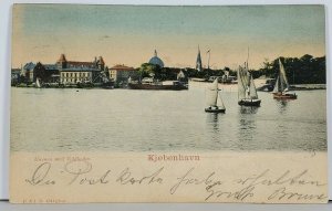 Kjobenhavn Copenhagen Harbor & Customs House c1902 Berlin Bestelit Postcard K18