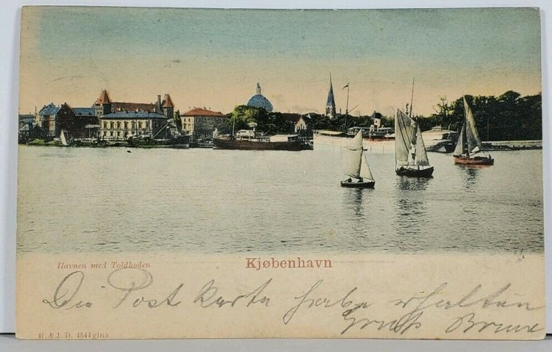 Kjobenhavn Copenhagen Harbor & Customs House c1902 Berlin Bestelit Postcard K18