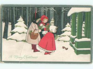 Pre-Linen Christmas KIDS ARRIVING AT THE DOOR AB5929