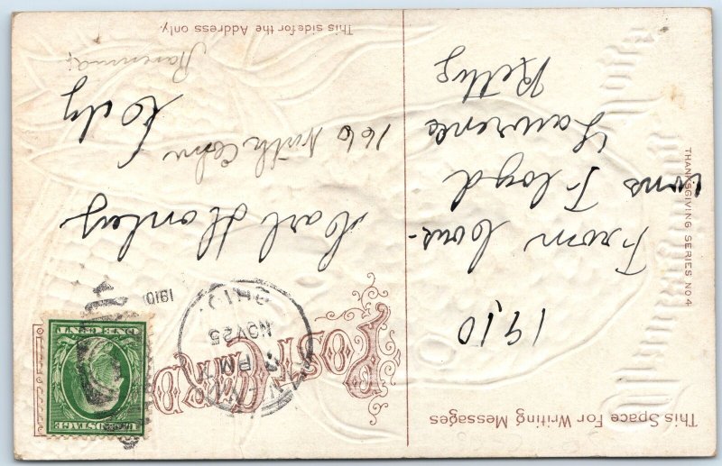 1910 Thanksgiving Joys Prize Winner Embossed Colorful Turkey Corn Silver PC A205