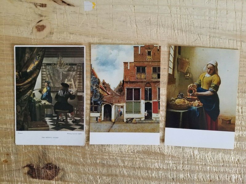 JAN VERMEER.A LOT OF 3 VTG UNUSED ART POSTCARDS*P17