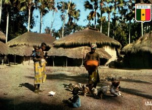 VINTAGE CONTINENTAL SIZE POSTCARD REPUBLIQUE DU SENEGAL VILLAGE BASSE-CASAMANCE