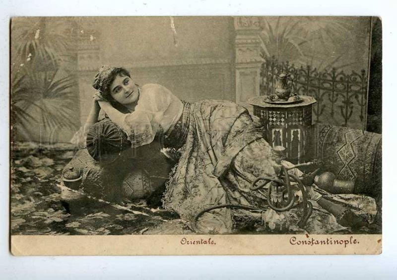 192719 TURKEY CONSTANTINOPLE beauty w/ hookah Vintage postcard