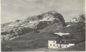 Mountaineering Austrian Alps cottage refuge hut rppc 1920s