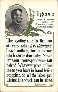 Abraham Lincoln Diligence Quote American History c1910 Postcard