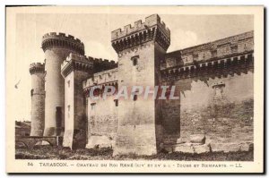 Old Postcard Tarascon Chateau of King Rene (XIV and XV century) Towers and Ra...