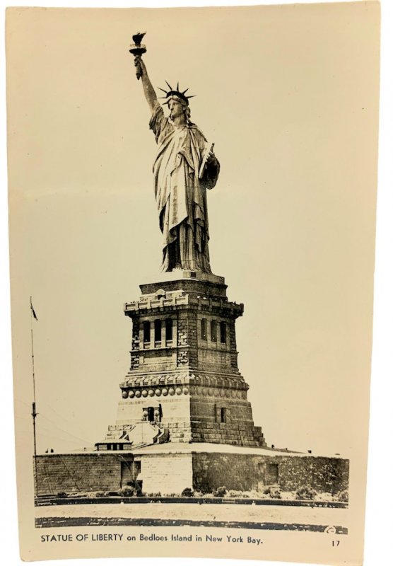 RPPC Statue Of Liberty ON Bedloes Island In New York Bay