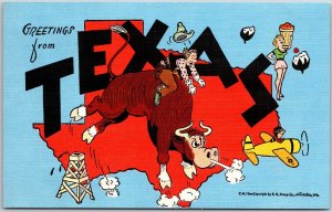 Greetings From Buffalo Texas TX Large Letter Comic Card Postcard