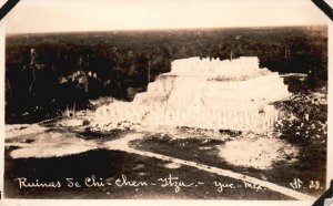 Vintage Postcard 1920's Ruinas De Chichen Itza Pyramid Yuc Mexico Structure RPPC