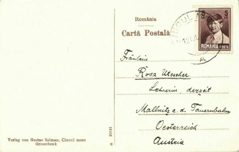 romania, CINCU GROßSCHENK, Evangelical Church and School (1929) Postcard