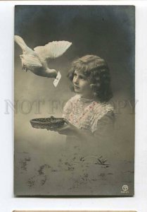 3058072 Charming Girl & PIGEON Letter Old PHOTO SAMARA VOKZAL