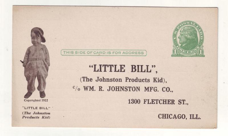 P297 JL old 1922 postcard little bill johnson products kids