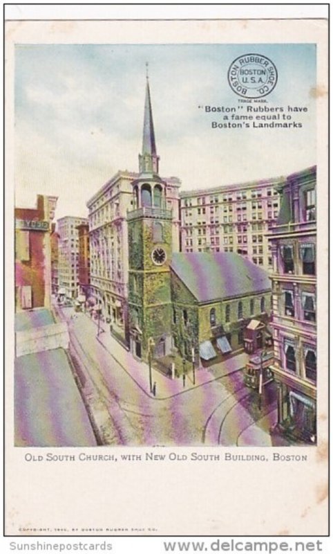 Old South Church Boston Massachusetts Advertising Boston Rubber Shoe Company