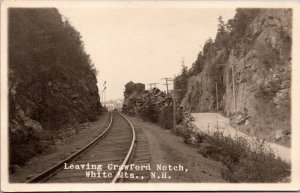 Vtg White Mountains NH Road Railroad Tracks Leaving Crawford Notch RPPC Postcard