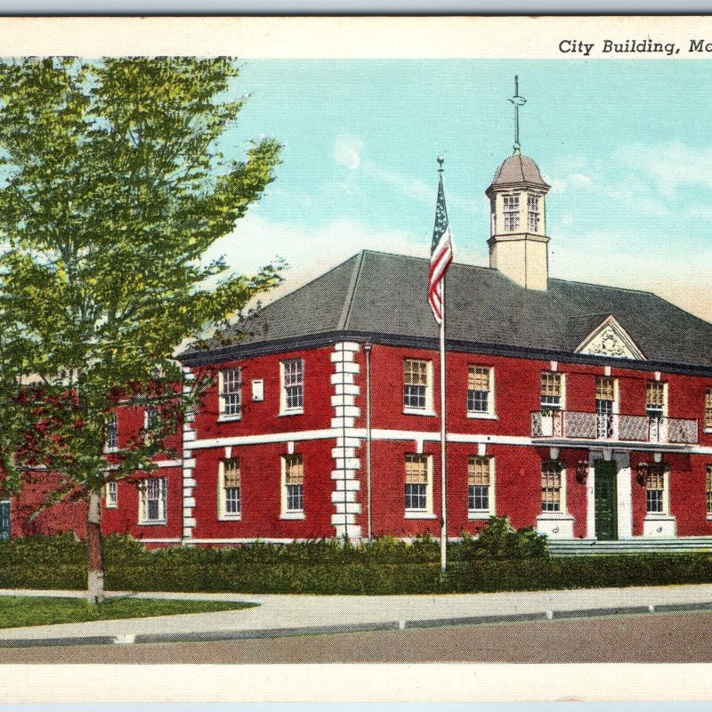 1937 Marietta, Ohio City Hall Building Linen Kelly News Stationery Teich OH A211