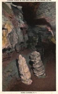 Vintage Postcard 1920's Leaning Tower of Pisa & Steps to Altar Howe Caverns NY