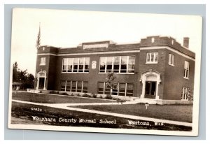 Vintage 1940's RPPC Postcard Waushara County Normal School Wautoma Wisconsin