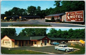 Las Vegas Motel Eatontown New Jersey Garden State Park & Grounds View Postcard