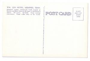 William Len Hotel Memphis Tennessee Curteich Linen Postcard