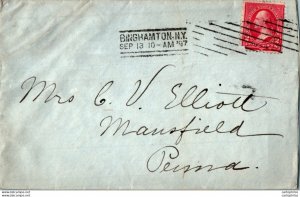 US Cover Binghamton NY 1897  for Mansfield Tioga Penn