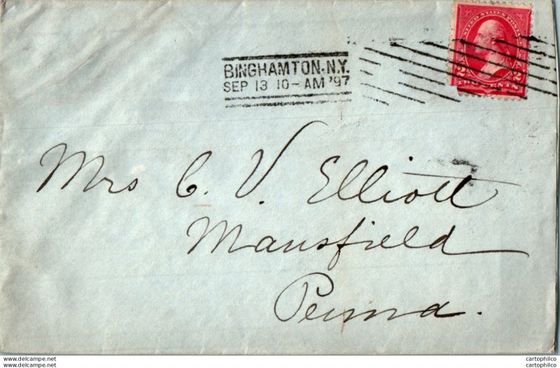 US Cover Binghamton NY 1897  for Mansfield Tioga Penn