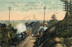 Postcard 1909 Arkansas Little Rock Entering Railroad Train Goodman 23-13633