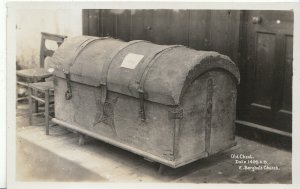 Suffolk Postcard - Old Chest - Date 1400 A.D. - East Bergholt Church   A4693
