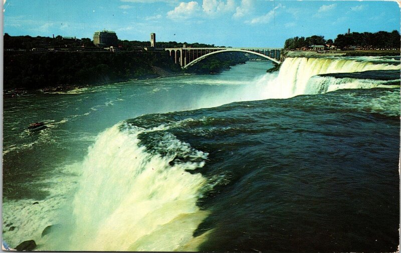 Rainbow Bridge American Falls Luna Island Niagara Falls NY New York Postcard UNP 