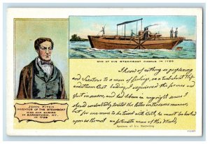 1938 John Fitch Steamboat Inventor Models In 1790 Posted Vintage Postcard