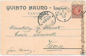 04076   CARTOLINA d'Epoca:  TARANTO - PUBBLICITARIA 1912