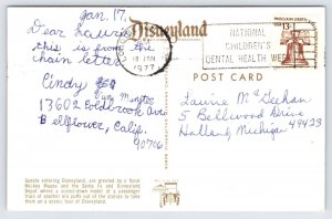 Greetings From Disneyland, Entrance, Train Depot, Vintage c1977 Postcard