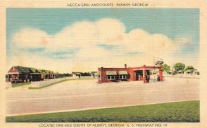 ALBANY, Georgia GA  MECCA GRILL & COURTS Roadside Motel  ca1940's Linen Postcard